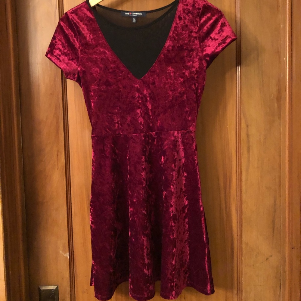 Red Velvet Mesh Dress